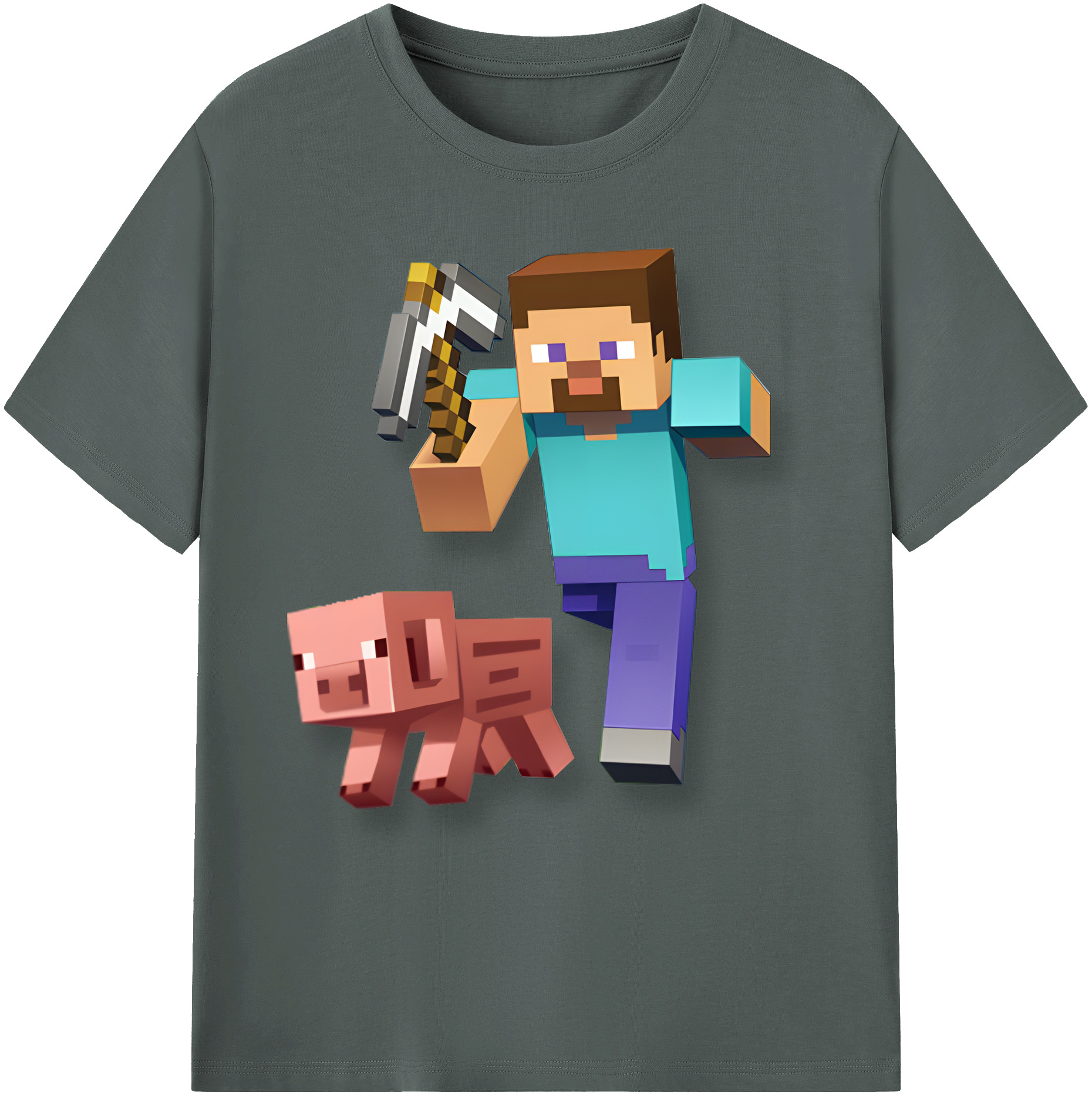 （画像用） マインクラフト ブロックの世界 Minecraft MC Block world 綿100％ メンズ半袖Tシャツ｜肌触りやわらか＆通気性